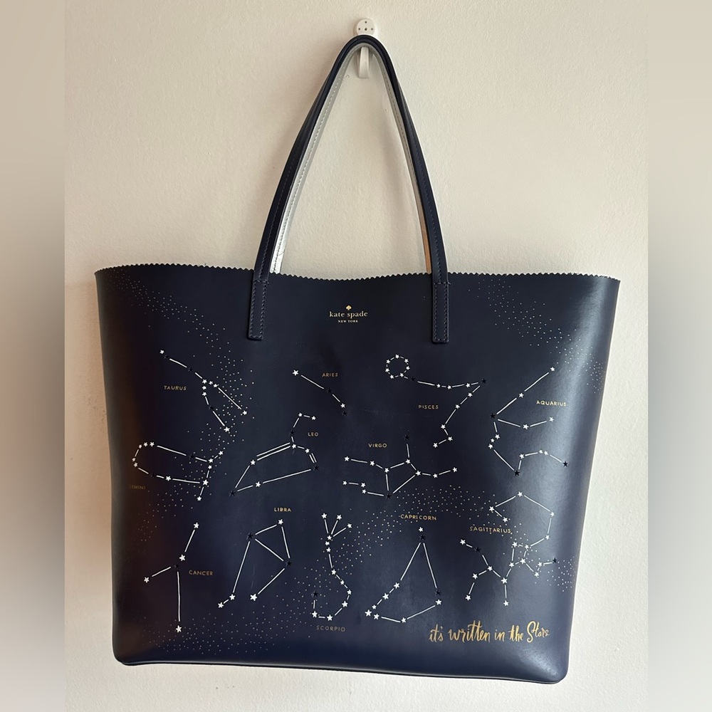 Kate Spade Navy Blue Constellation Structured Tote Bag